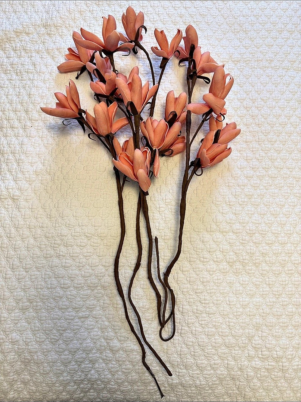 Faux Magnolia Floral Stems in Orange & Brown